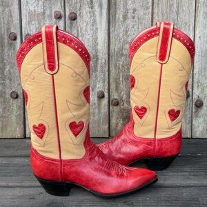 Vintage Larry Mahan Sweetheart ❤️ Design Women’s Cowboy Boots